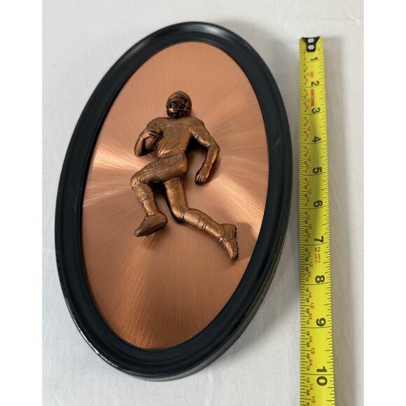 Copperama Football Male Player Wall Plaque 3-D copper art w/Frame, 85-29 - Picture 7 of 9